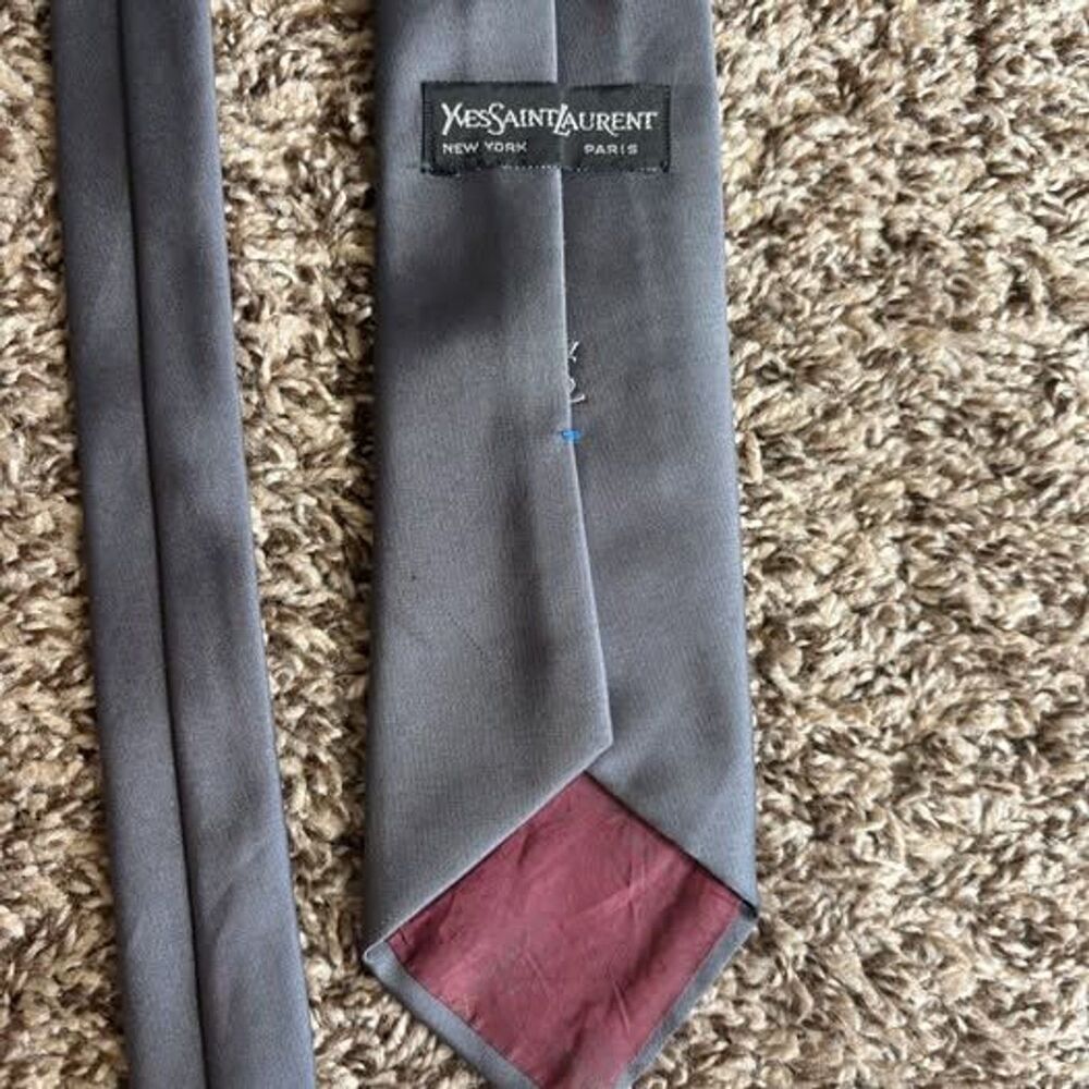 Yves Saint Laurent YSL Grey Silk Tie
